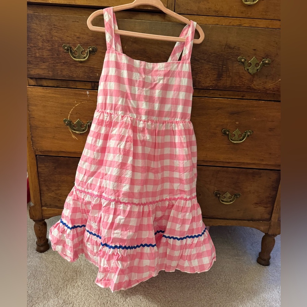 TAHARI Pink/White Little Girls Gingham Dress, Size 7